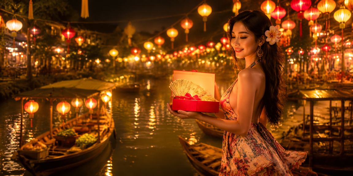 Không khí chợ đêm Huế với người dùng trẻ theo dõi thị trường tài chính trực tuyến trên thiết bị di động